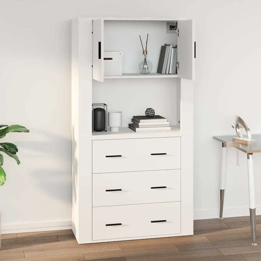 Wall Cabinet White 80x33x80 cm Engineered Wood Storage Organiser