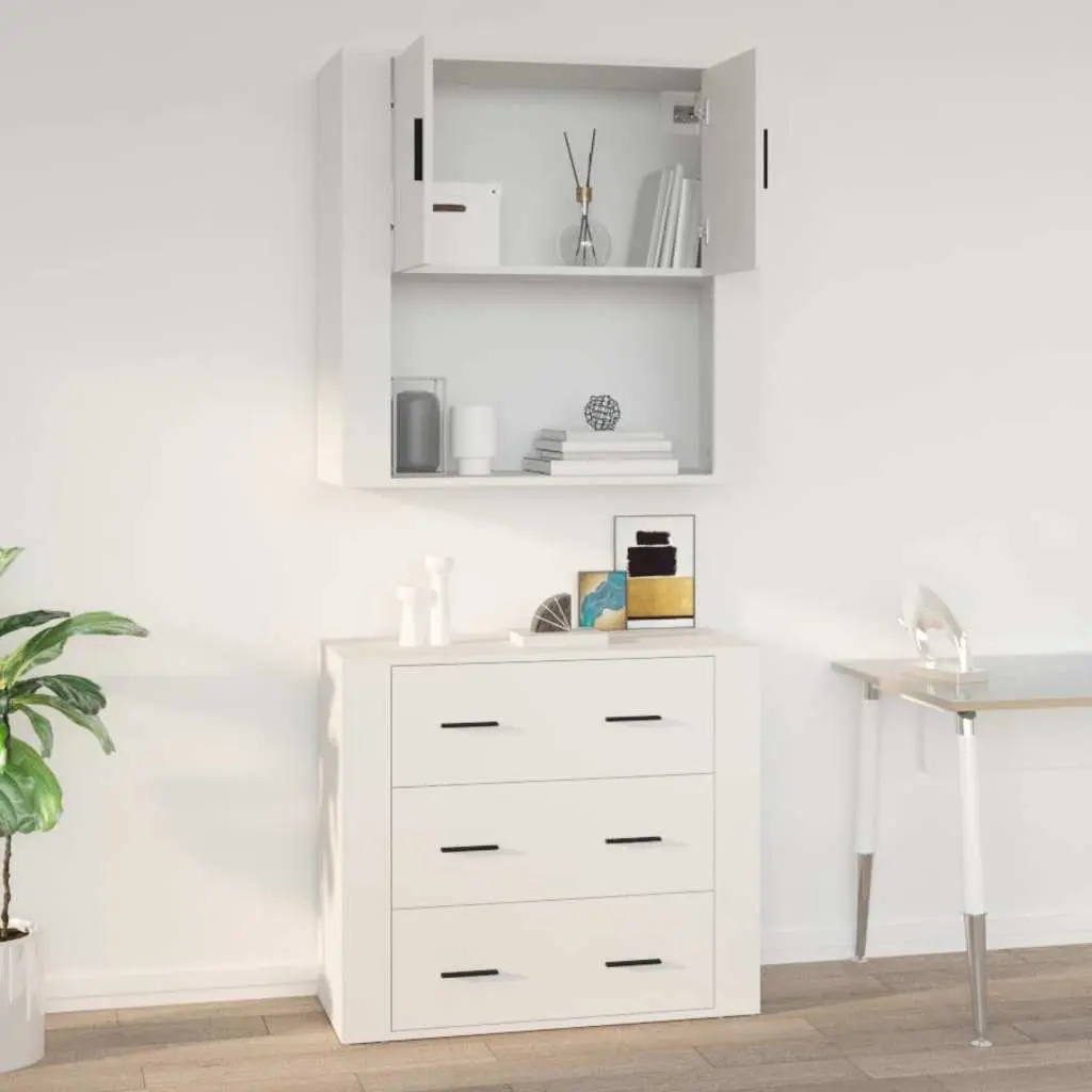 Wall Cabinet White 80x33x80 cm Engineered Wood Storage Organiser