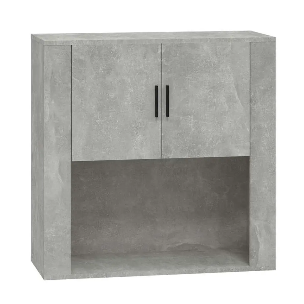 Wall Cabinet Grey Hanging Storage Organiser Engineered Wood 80x33x80 cm
