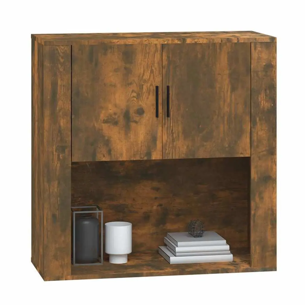 Wall Cabinet Smoked Oak 80x33x80 cm Engineered Wood Storage