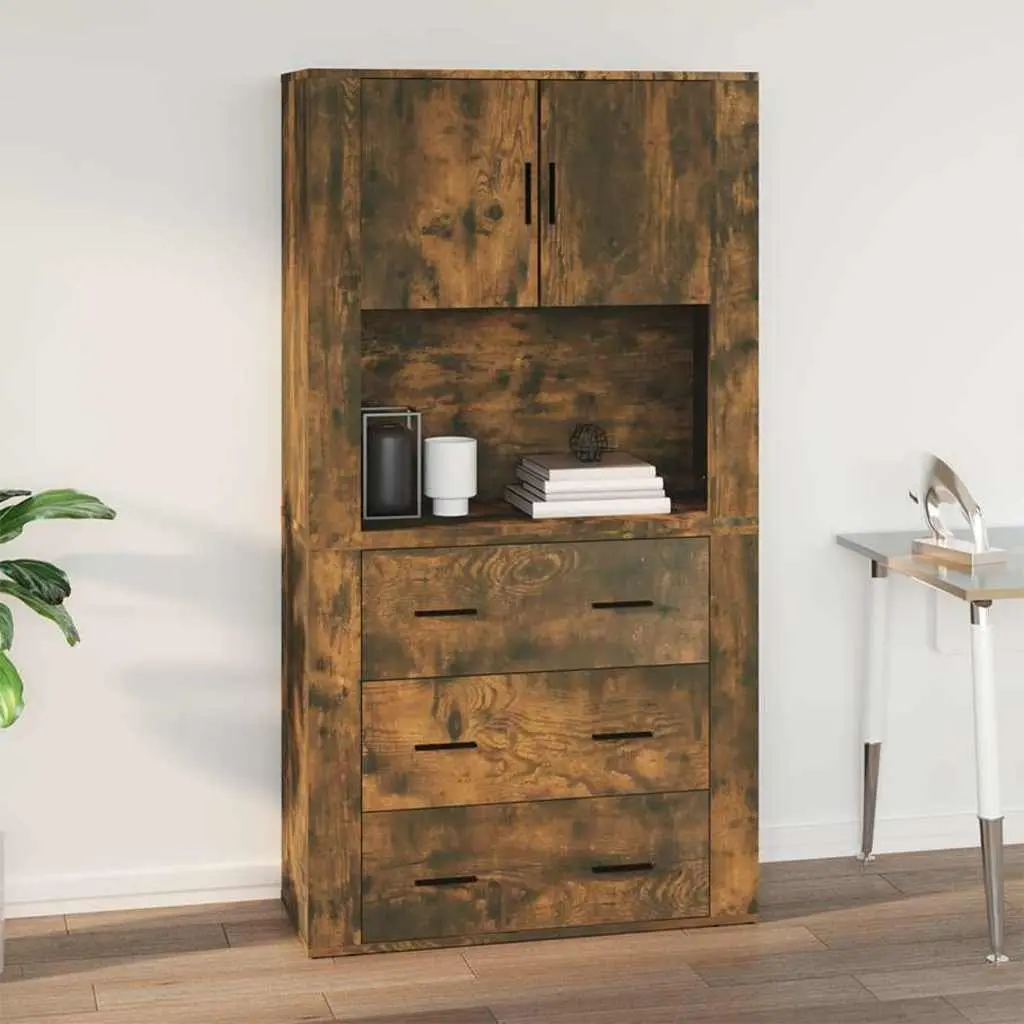 Wall Cabinet Smoked Oak 80x33x80 cm Engineered Wood Storage
