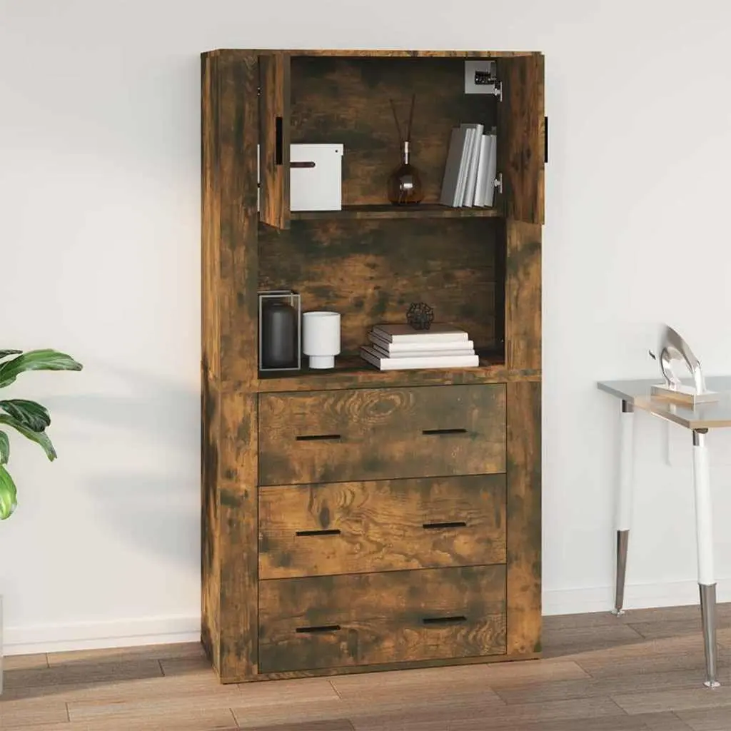 Wall Cabinet Smoked Oak 80x33x80 cm Engineered Wood Storage