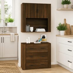 Brown Oak Wall Cabinet 80x33x80 cm for Stylish Storage