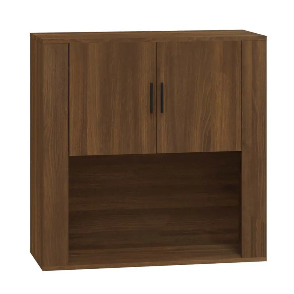 Wall Mounted Cabinet Engineered Wood Brown Oak Storage Organiser 80x33x80 cm
