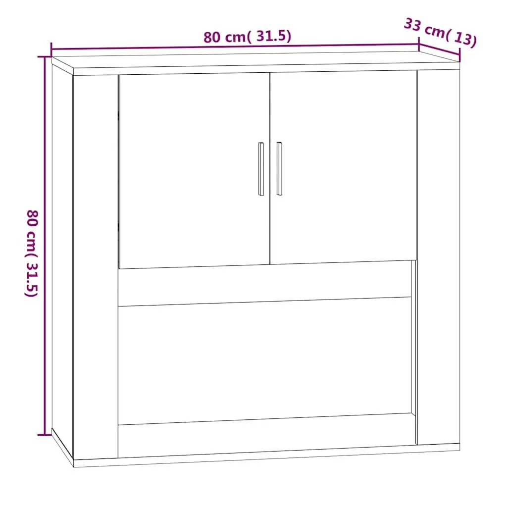 Wall Mounted Cabinet Engineered Wood Brown Oak Storage Organiser 80x33x80 cm