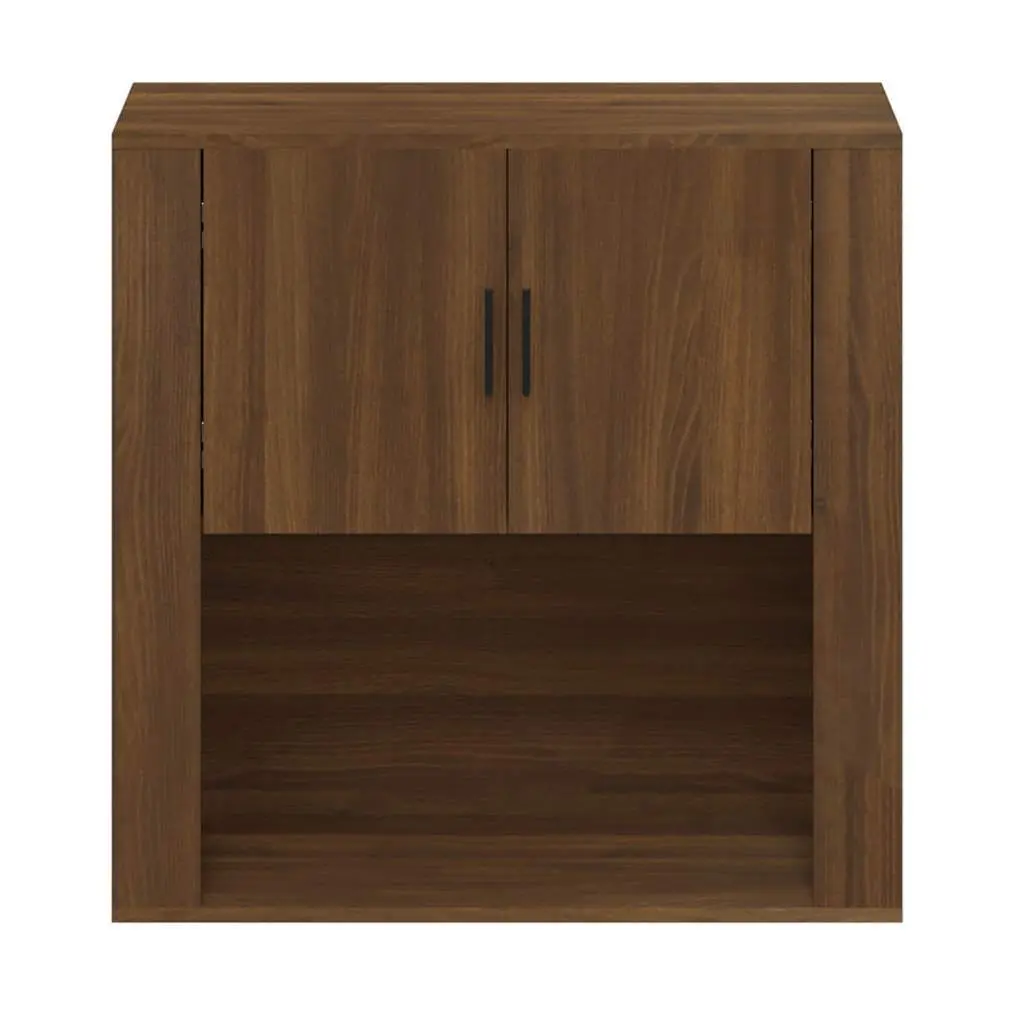 Wall Mounted Cabinet Engineered Wood Brown Oak Storage Organiser 80x33x80 cm