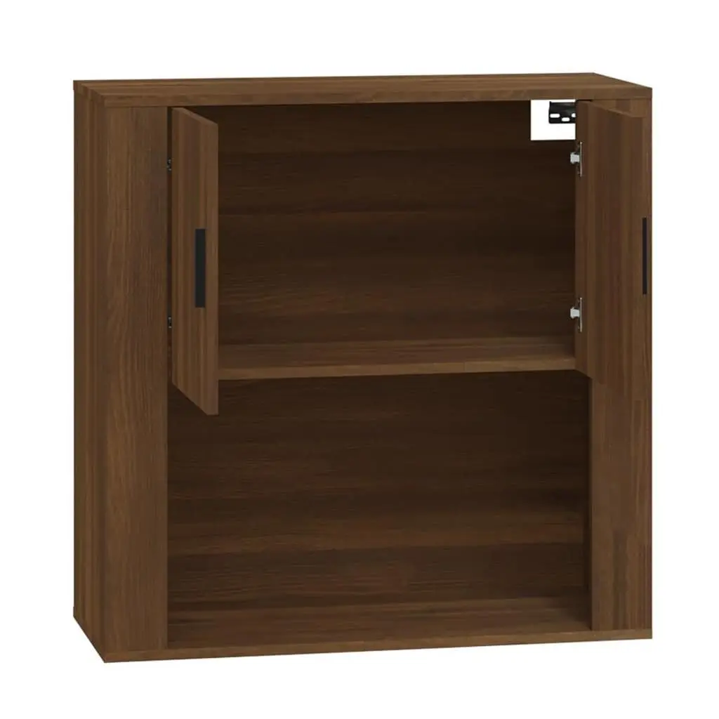 Wall Mounted Cabinet Engineered Wood Brown Oak Storage Organiser 80x33x80 cm