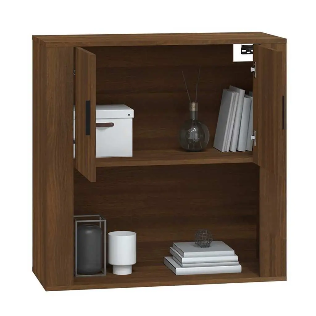 Wall Mounted Cabinet Engineered Wood Brown Oak Storage Organiser 80x33x80 cm