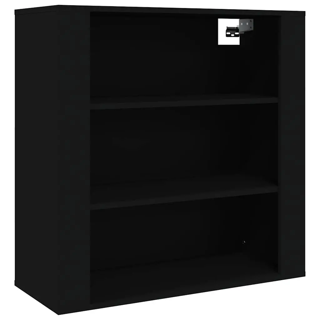 Wall Cabinet Black 80x33x80 cm Engineered Wood Storage Organiser 3 Shelves