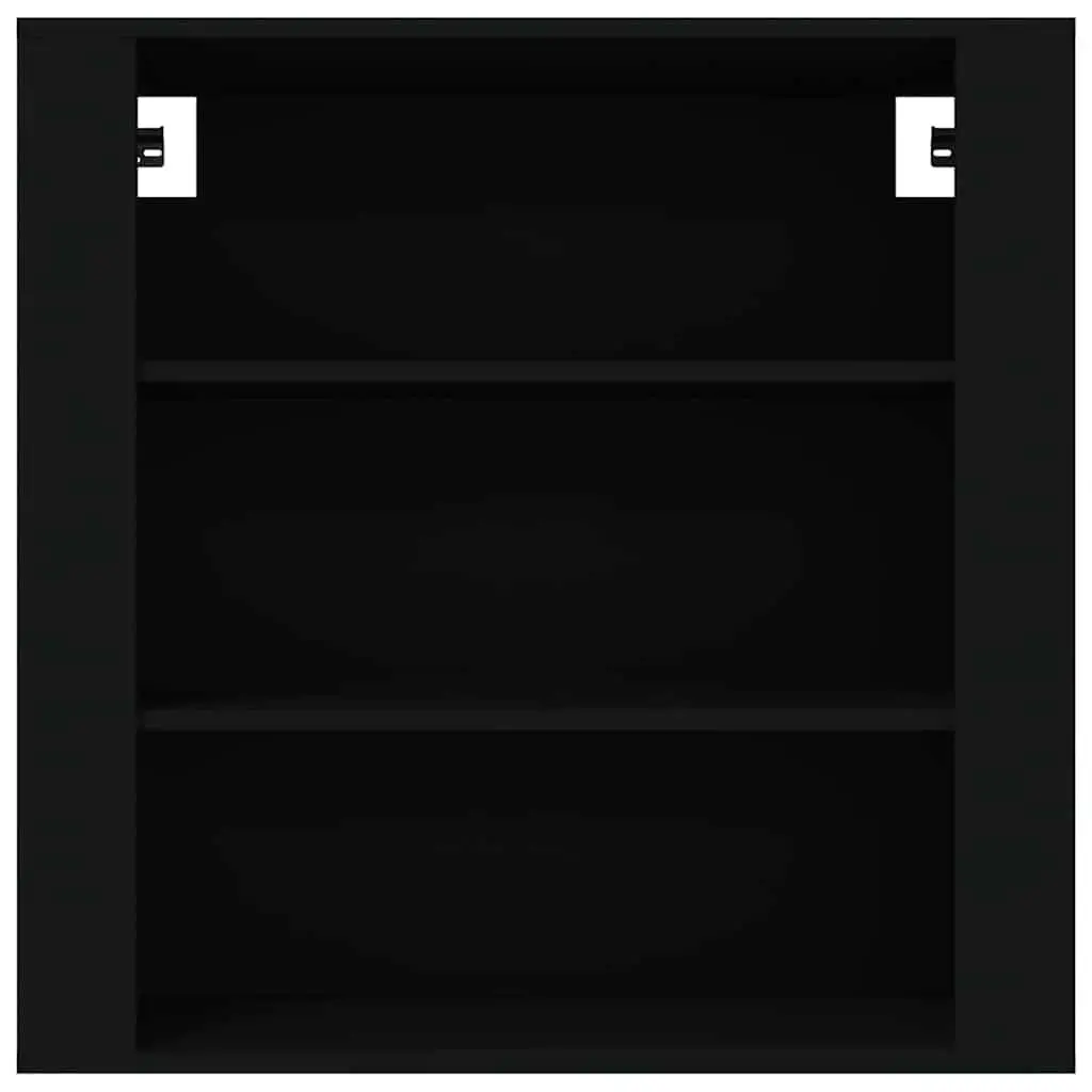 Wall Cabinet Black 80x33x80 cm Engineered Wood Storage Organiser 3 Shelves