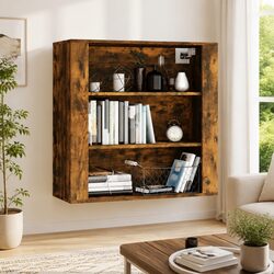Brown Engineered Wood Wall Cabinet with Shelves 80x33x80cm
