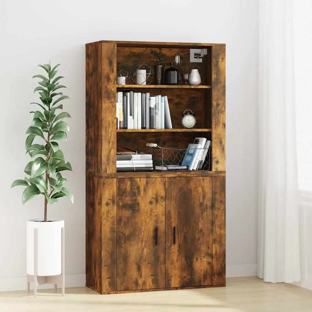 Wall Cabinet Brown Engineered Wood 80x33x80cm Storage Organiser Hanging Shelves