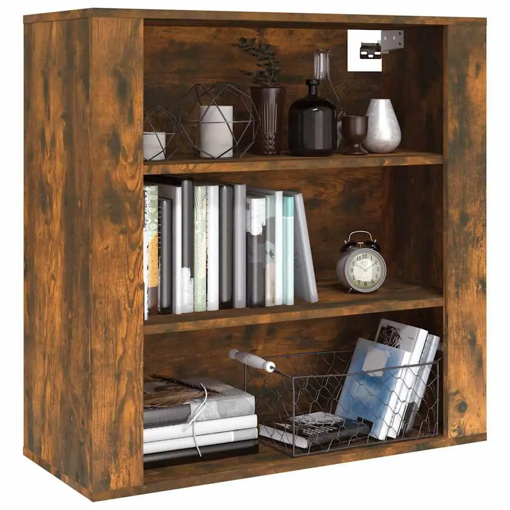 Wall Cabinet Brown Engineered Wood 80x33x80cm Storage Organiser Hanging Shelves