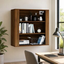 Brown Oak Wall Cabinet with 3 Shelves 80x33x80 cm