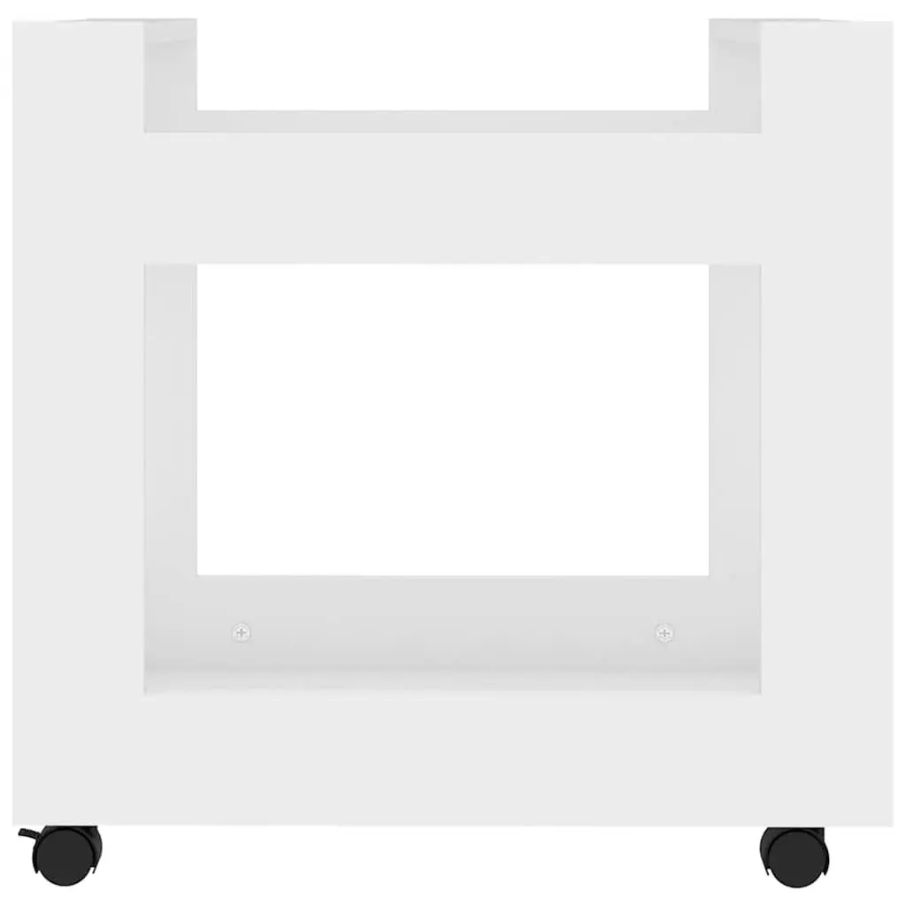 Desk Trolley White 60x45x60 cm Engineered Wood Open Shelves Rolling Casters