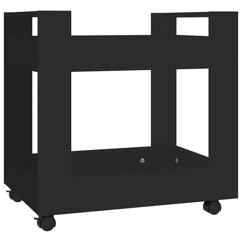 Desk Trolley Black 60x45x60cm Engineered Wood Rolling Storage Shelves