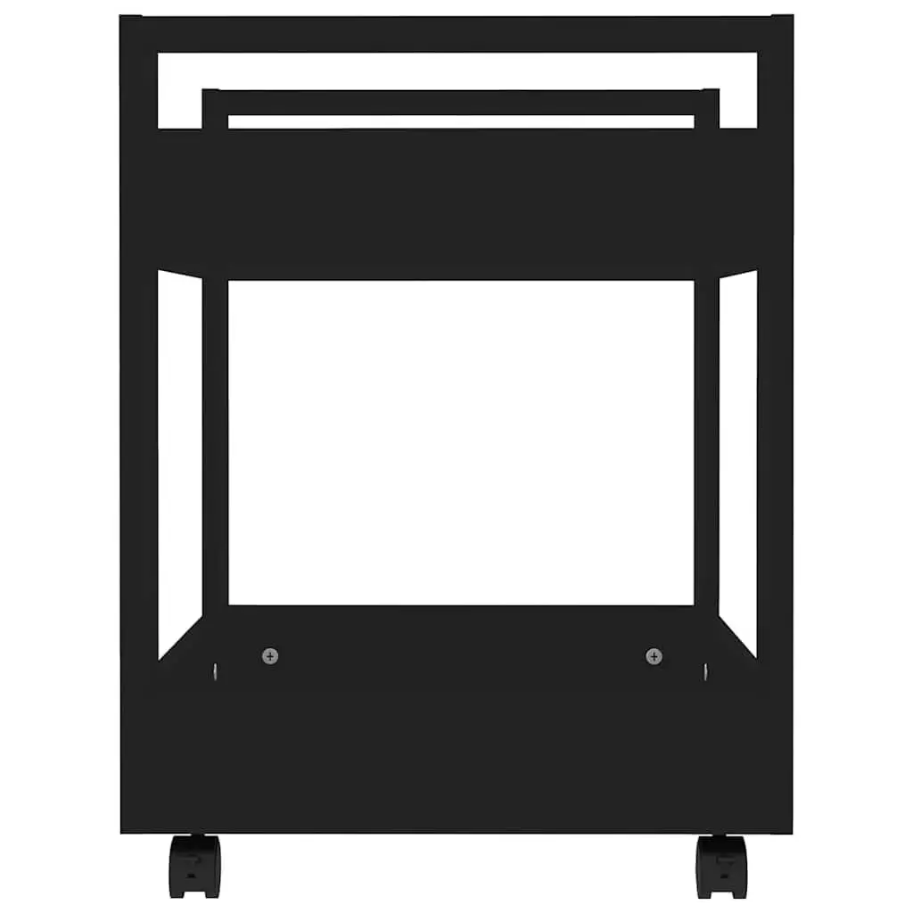 Desk Trolley Black 60x45x60cm Engineered Wood Rolling Storage Shelves
