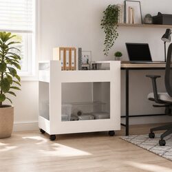 High Gloss White Desk Trolley Storage Cart 60x45x60cm