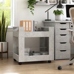 Grey Desk Trolley Storage Cart 60x45x60 cm with Castors