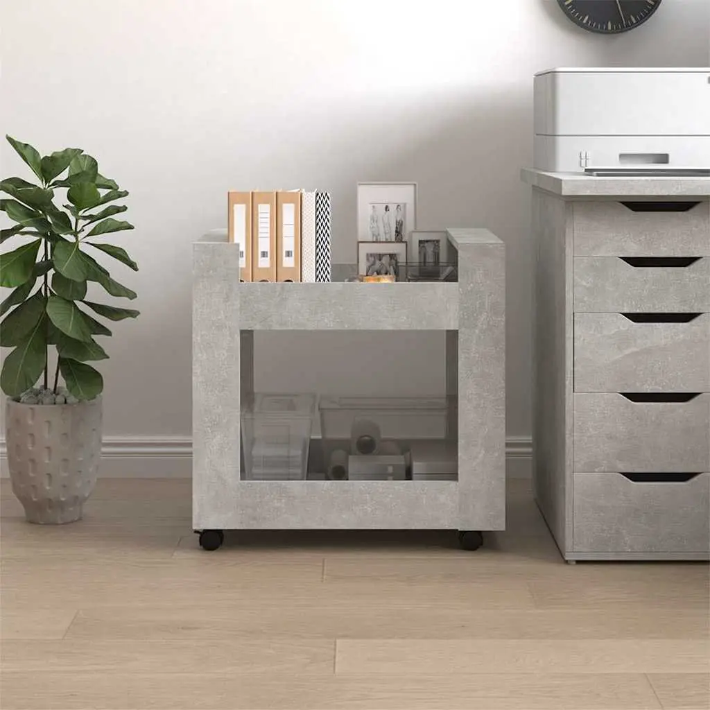 Desk Trolley Grey 60x45x60 cm Engineered Wood Storage Cart with Castors