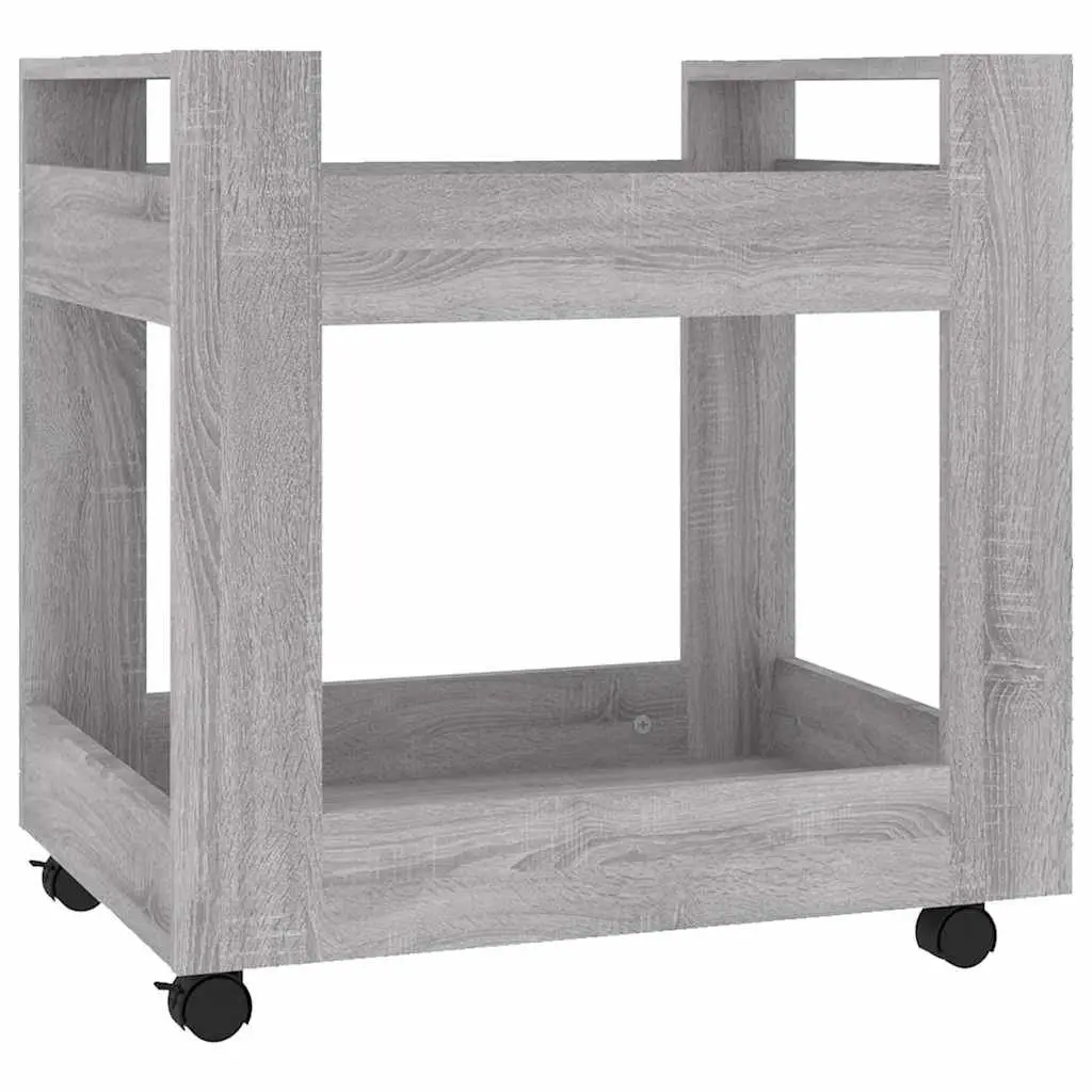 Desk Trolley Storage Cart Grey Sonoma 2 Shelf Engineered Wood Rolling Casters Mobile Office
