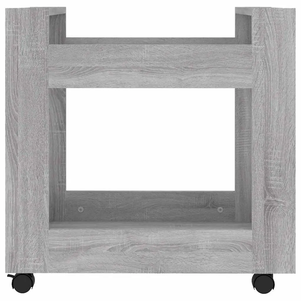 Desk Trolley Storage Cart Grey Sonoma 2 Shelf Engineered Wood Rolling Casters Mobile Office