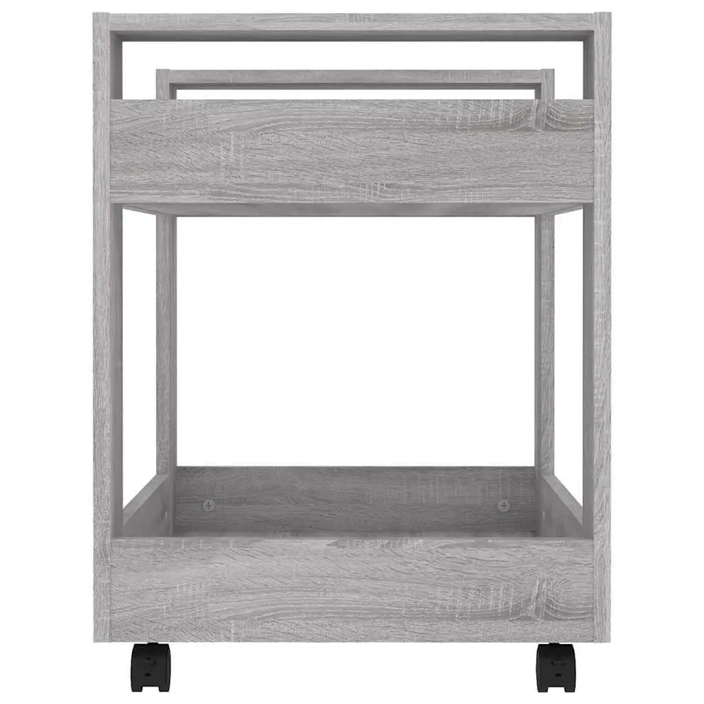Desk Trolley Storage Cart Grey Sonoma 2 Shelf Engineered Wood Rolling Casters Mobile Office