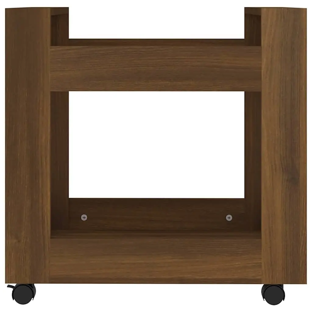 Desk Trolley Brown Oak 60x45x60 cm Engineered Wood 2 Open Shelves Rolling Castors