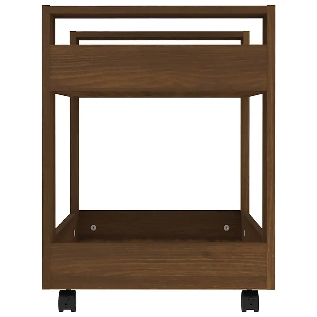 Desk Trolley Brown Oak 60x45x60 cm Engineered Wood 2 Open Shelves Rolling Castors