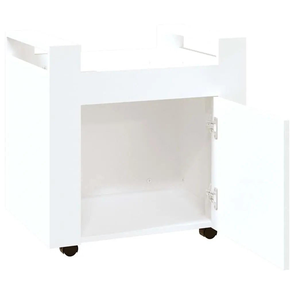 Mobile Office Organiser White Desk Trolley Storage Cabinet