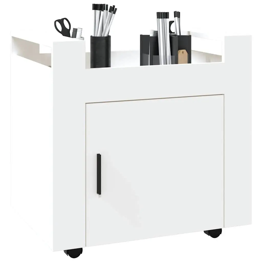 Mobile Office Organiser White Desk Trolley Storage Cabinet