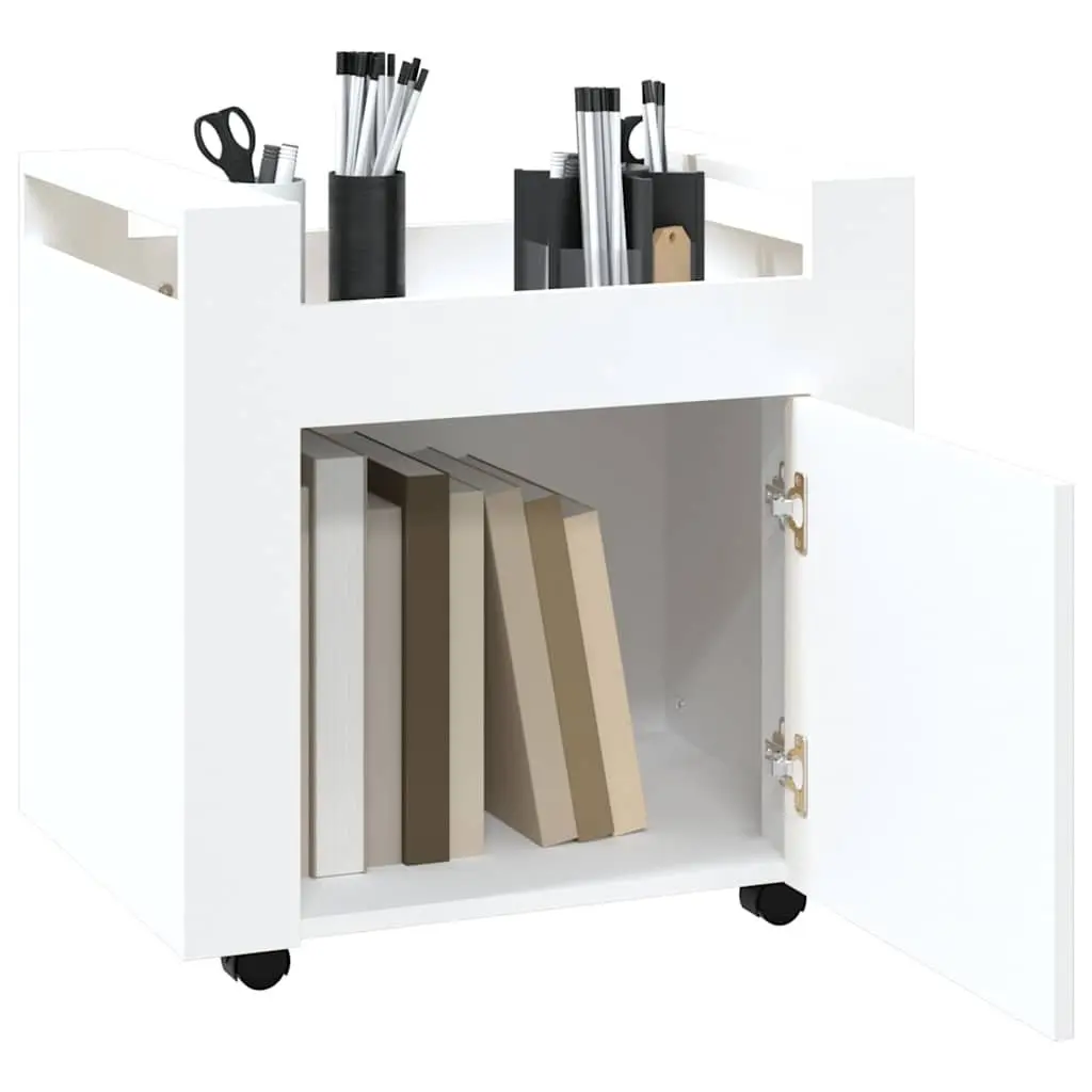 Mobile Office Organiser White Desk Trolley Storage Cabinet
