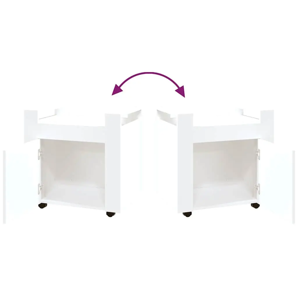Mobile Office Organiser White Desk Trolley Storage Cabinet