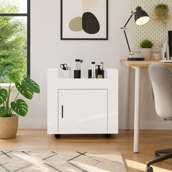 Mobile Desk Trolley in White Gloss 60x45x60cm