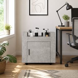 Grey Desk Trolley 60x45x60cm Engineered Wood Storage