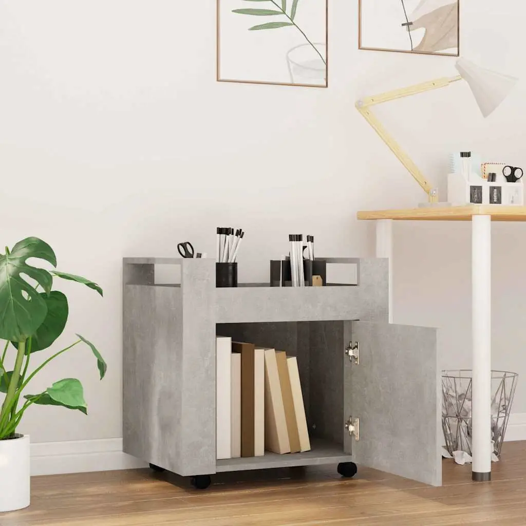 Desk Trolley Grey 60x45x60cm Engineered Wood Mobile Storage Cabinet