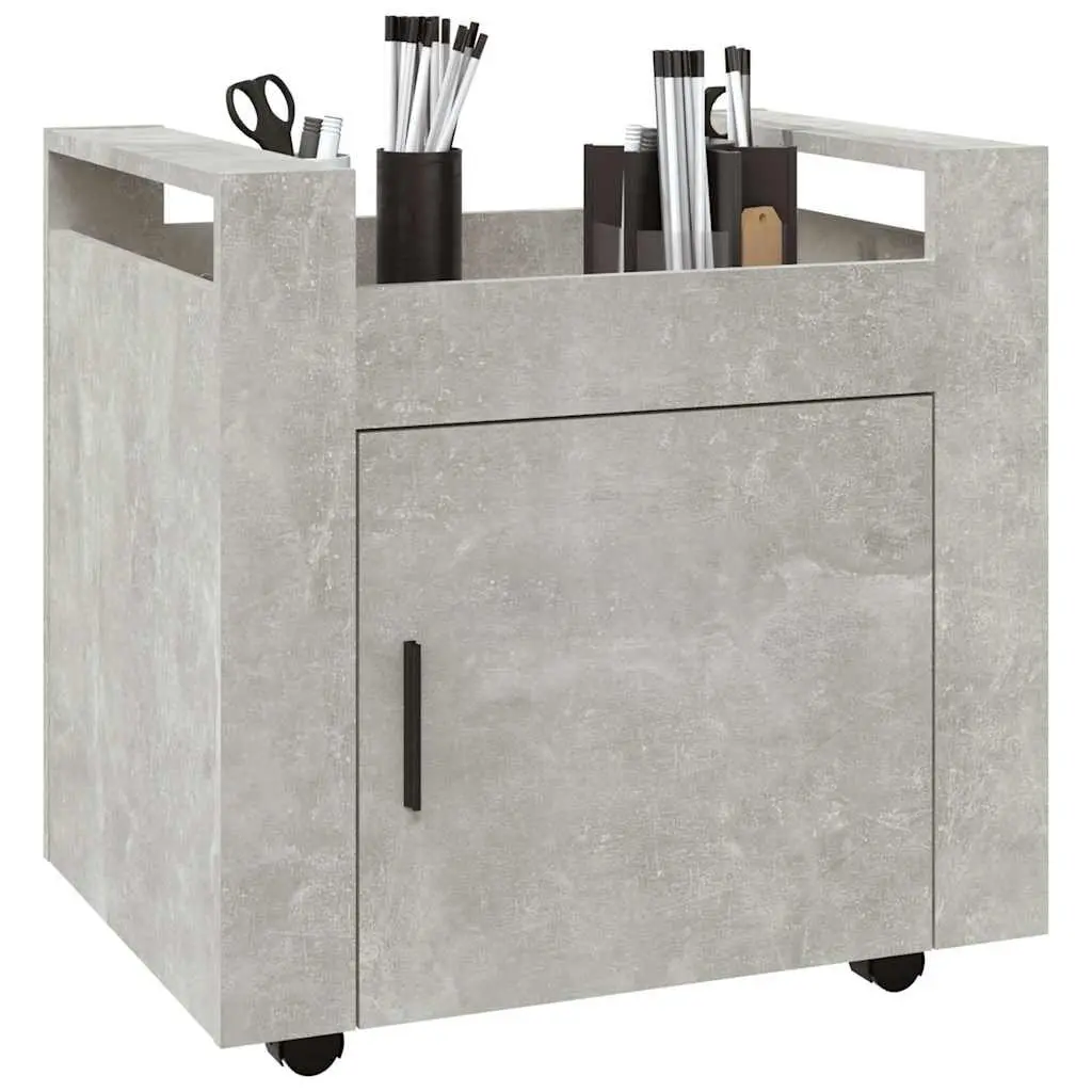 Desk Trolley Grey 60x45x60cm Engineered Wood Mobile Storage Cabinet