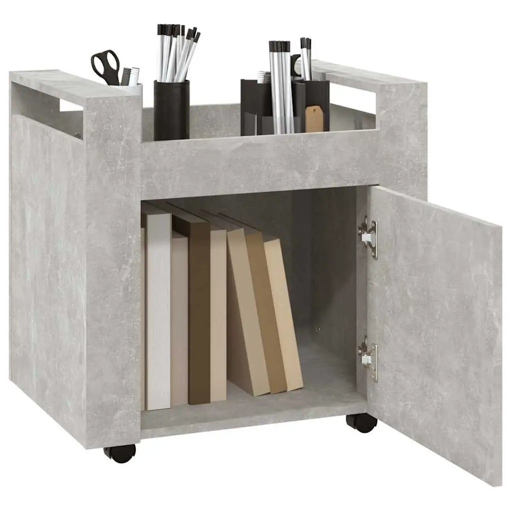 Desk Trolley Grey 60x45x60cm Engineered Wood Mobile Storage Cabinet