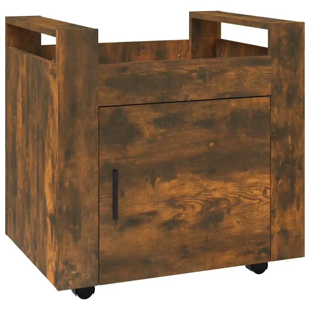 Desk Trolley Brown Engineered Wood 60W x 45D x 60H cm Office Storage Unit