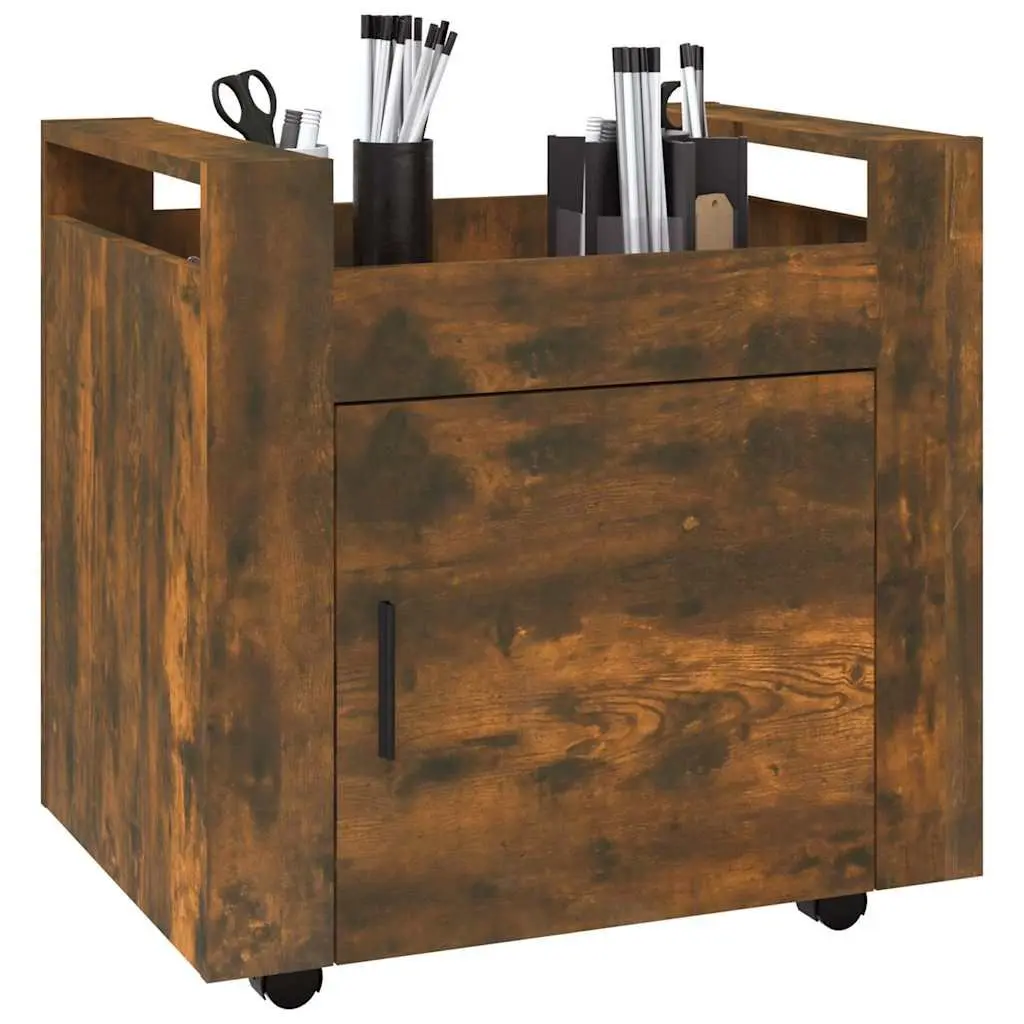 Desk Trolley Brown Engineered Wood 60W x 45D x 60H cm Office Storage Unit