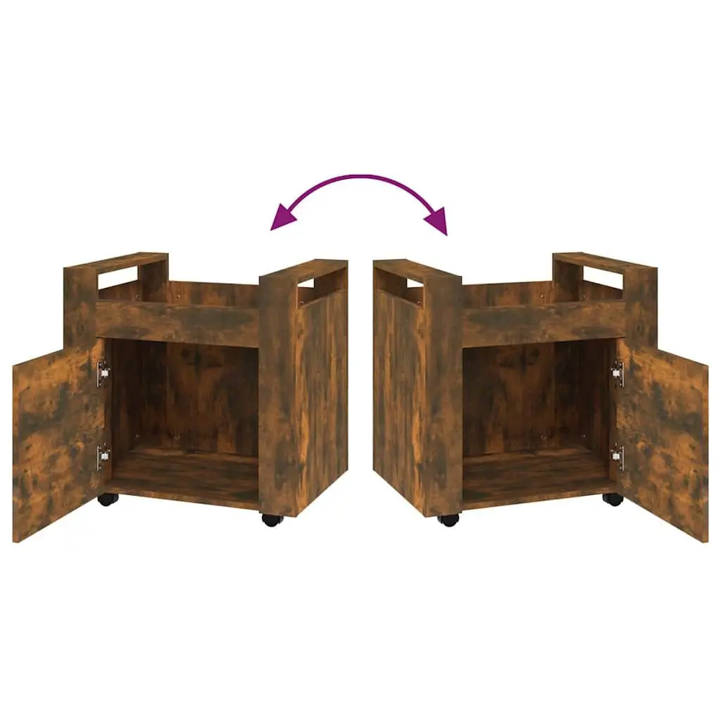 Desk Trolley Brown Engineered Wood 60W x 45D x 60H cm Office Storage Unit