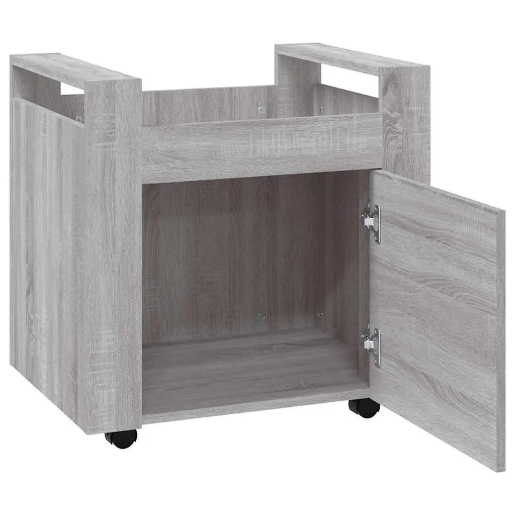 Desk Trolley Mobile Storage Cabinet Grey Engineered Wood 60W x 45D x 60H cm
