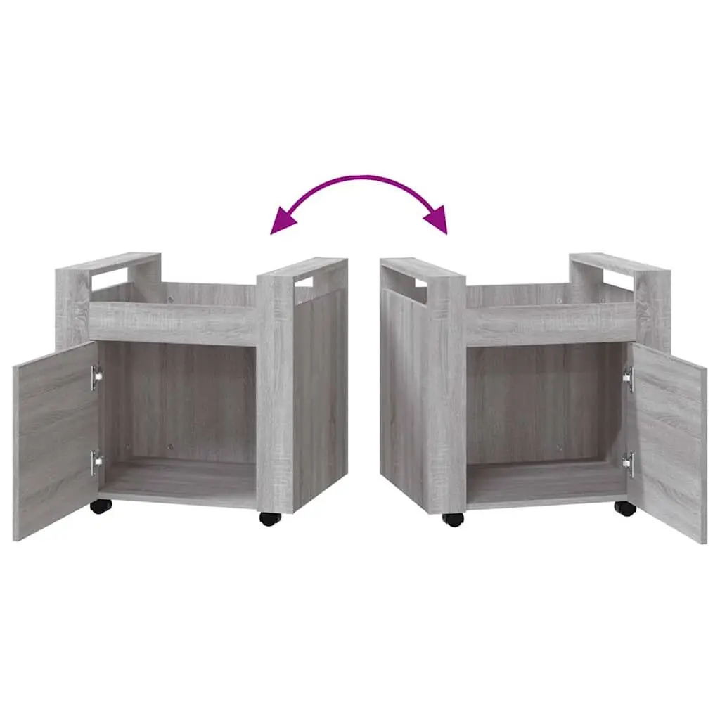 Desk Trolley Mobile Storage Cabinet Grey Engineered Wood 60W x 45D x 60H cm
