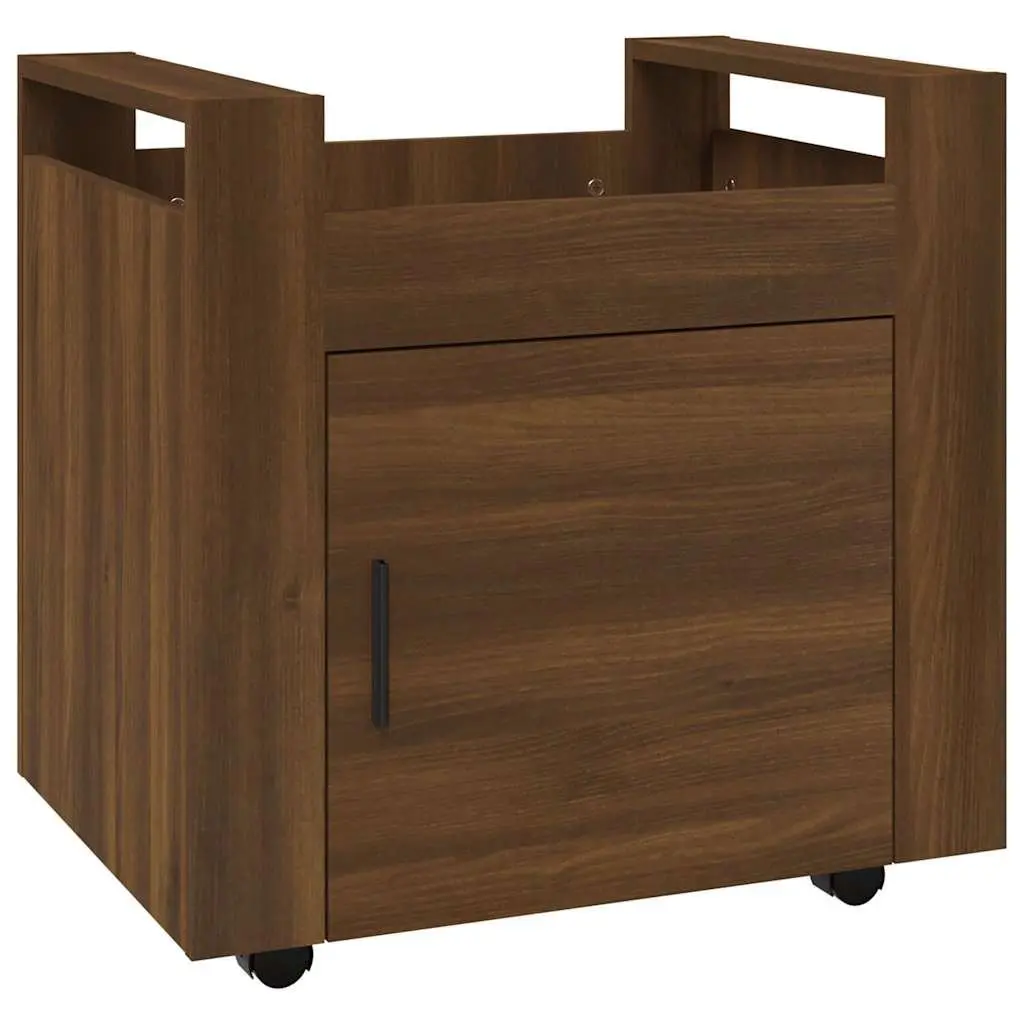 Desk Trolley Brown Oak Storage Cabinet Engineered Wood 60L x 45W x 60H cm