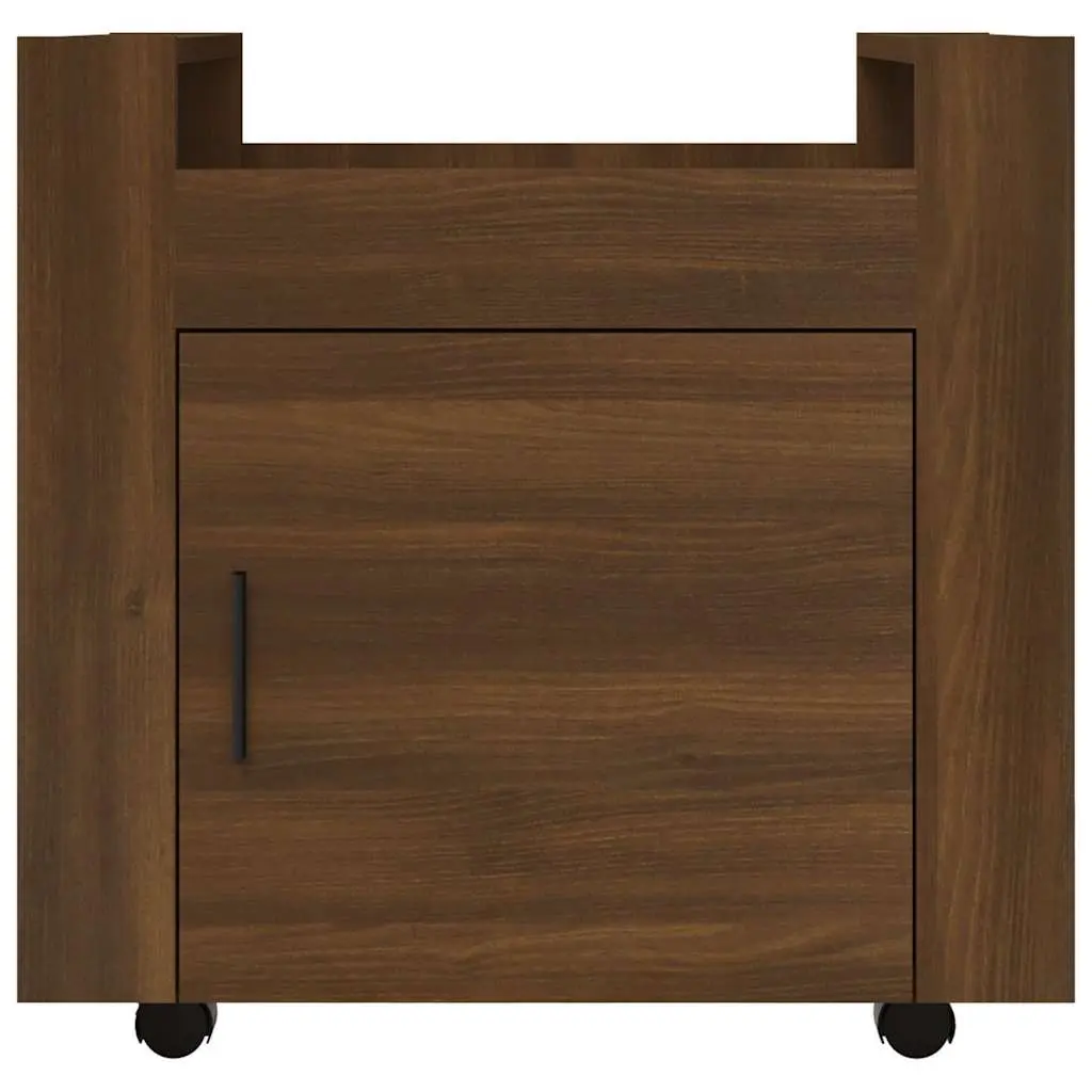 Desk Trolley Brown Oak Storage Cabinet Engineered Wood 60L x 45W x 60H cm