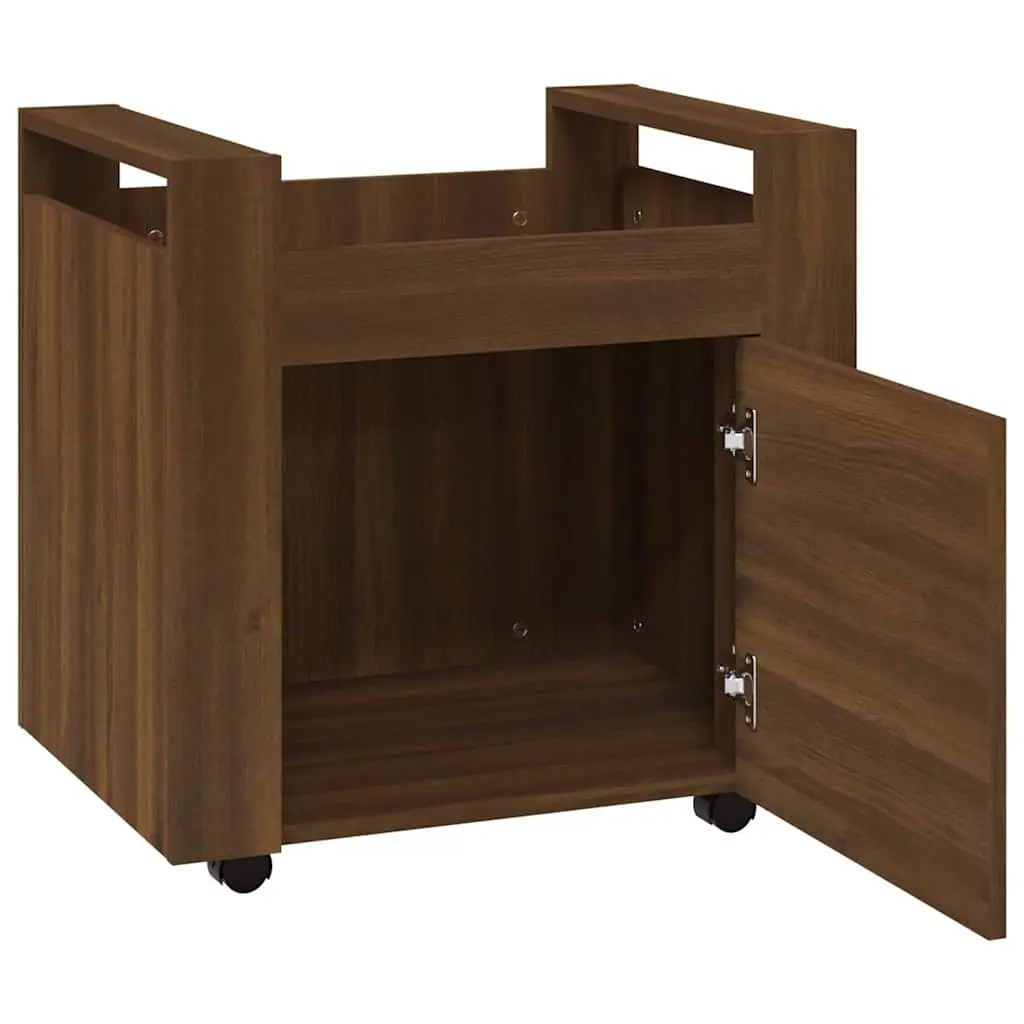 Desk Trolley Brown Oak Storage Cabinet Engineered Wood 60L x 45W x 60H cm