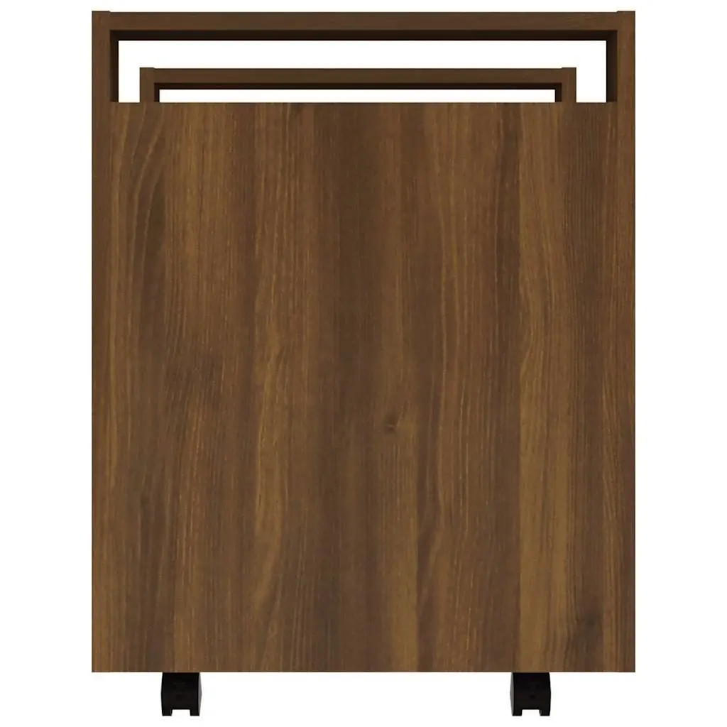 Desk Trolley Brown Oak Storage Cabinet Engineered Wood 60L x 45W x 60H cm