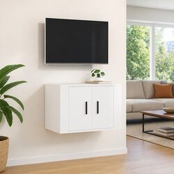 White Wall Mounted TV Cabinet for Media Storage