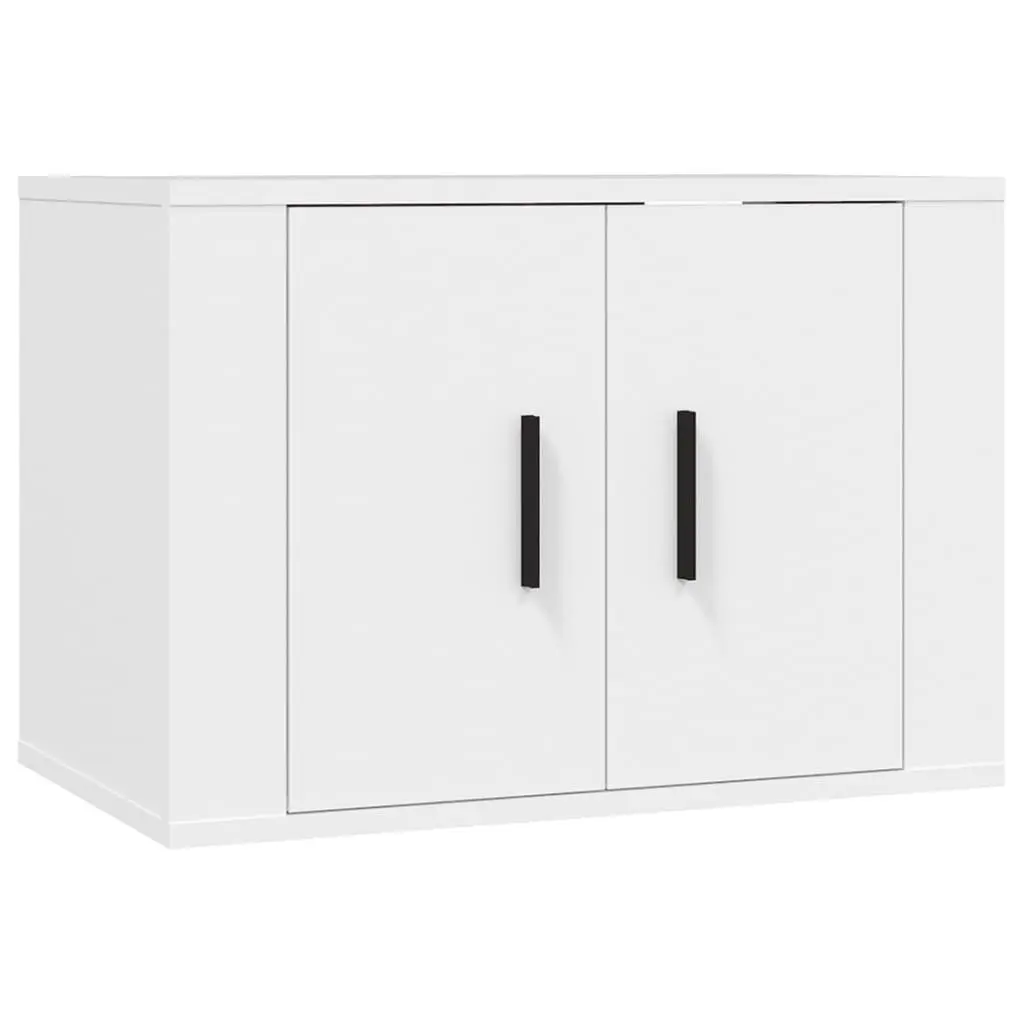 Wall Mounted TV Cabinet White Media Storage Unit 57 x 34.5 x 40 cm Engineered Wood
