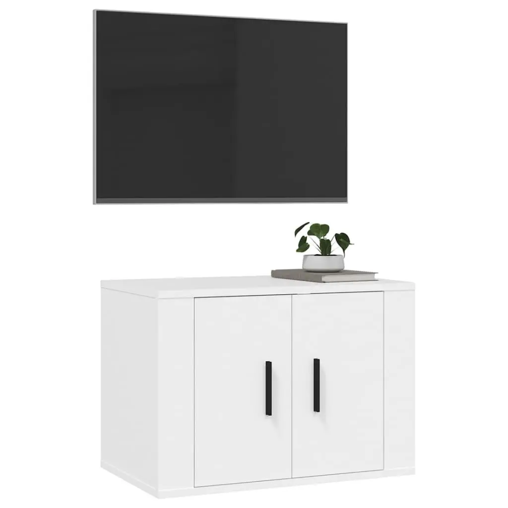Wall Mounted TV Cabinet White Media Storage Unit 57 x 34.5 x 40 cm Engineered Wood